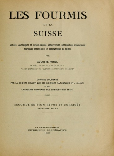 Cover for Les fourmis de la Suisse.