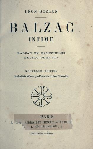 Cover for Balzac intime (Balzac en pantoufles