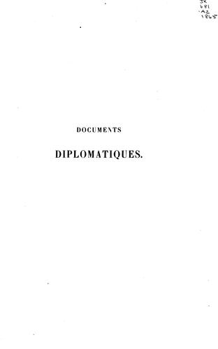Cover for Documents diplomatiques.