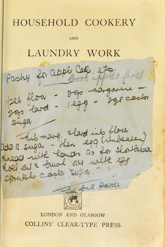 Cover for Household cookery and laundry work