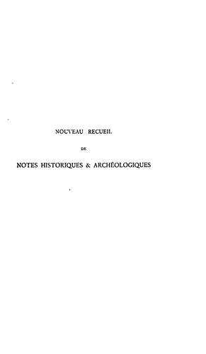 Cover for Nouveau recueil de Notes historiques et archéologiques ...