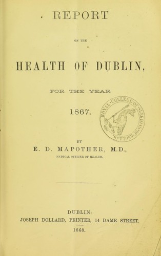 Cover for Report on the health of Dublin for the year 1867