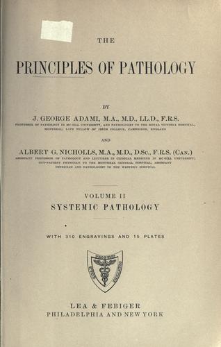 Cover for The principles of pathology