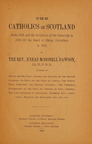 Cover for The Catholics of Scotland