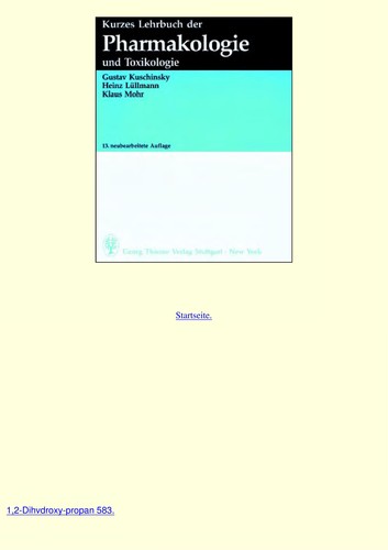 Cover for Kurzes Lehrbuch der Pharmakologie und Toxikologie