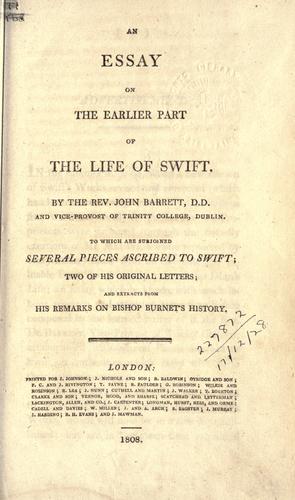 Cover for An essay on the earlier part of the life of Swift