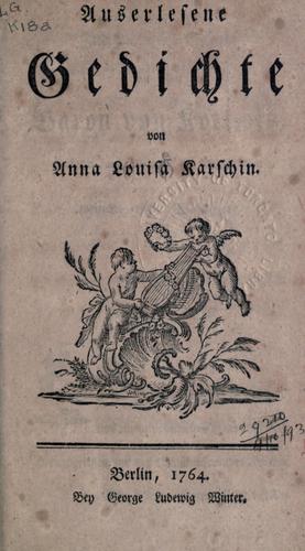 Cover for Auserlesene Gedichte.