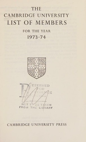 Cover for The Cambridge University list of members.