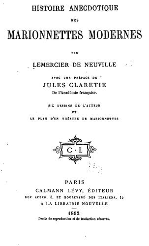 Cover for Histoire anecdotique des marionnettes modernes