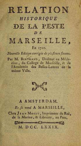 Cover for Relation historique de la peste de Marseille, en 1720