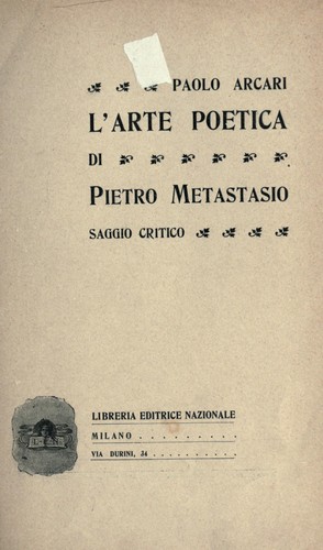 Cover for L'arte poetica di Pietro Metastasio