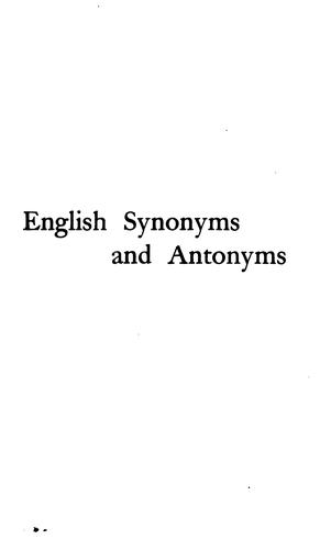 Cover for English Synonyms and Antonyms: With Notes on the Correct Use of Prepositions; Designed as a ...