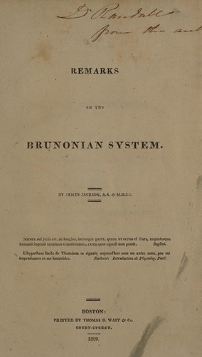 Cover for Remarks on the Brunonian system