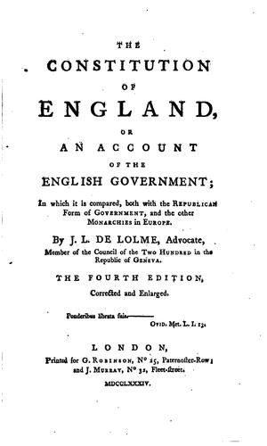 Cover for The Constitution of England
