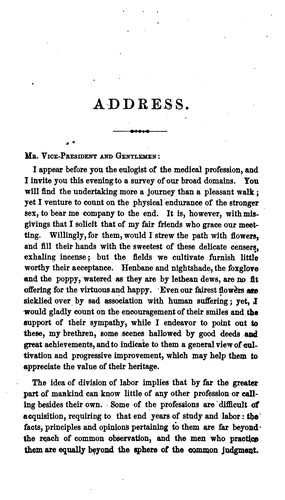 Cover for The Annual address delivered before the New-York State Medical Society and members of the ...