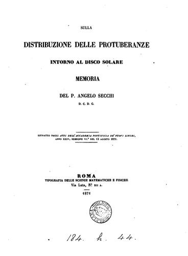 Cover for Sulla distribuzione delle protuberanze intorno al disco solare