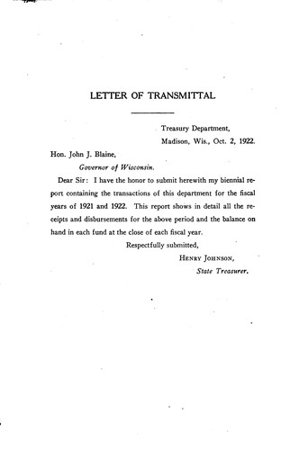 Cover for Report of the State Treasurer