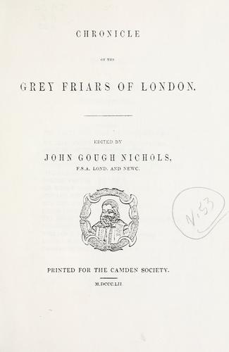 Cover for Chronicle of the Grey friars of London