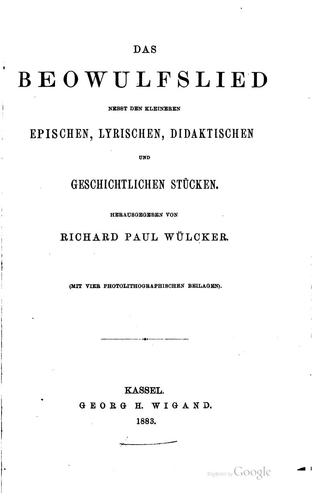 Cover for Das Beowulfslied nebst den kleineren epischen, lyrischen, didaktischen und ...
