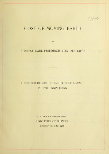 Cover for Cost of moving earth