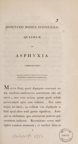 Cover for Dissertatio medica inauguralis quaedam de asphyxia complectens