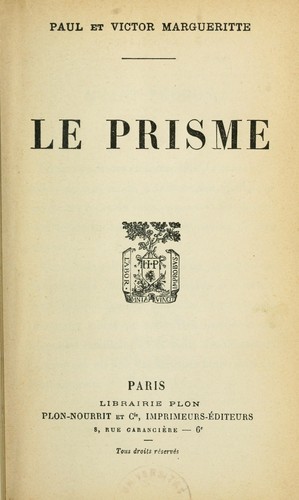 Cover for Le prisme