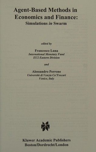 Cover for Agent-based methods in economics and finance