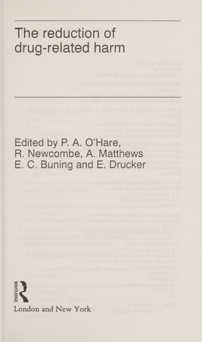 Cover for The Reduction of drug-related harm