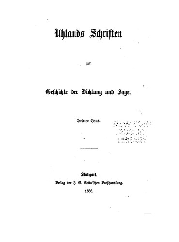 Cover for Schriften zur Geschichte der Dichtung und sage