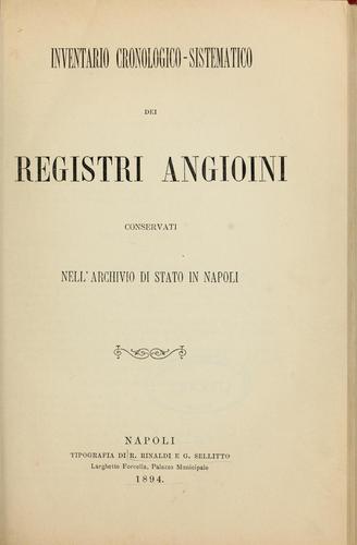 Cover for Inventario cronologico-sistematico dei Registri Angioini conservati nell'Archivio di Stato in Napoli