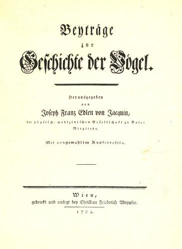 Cover for Beyträge zur Geschichte der Vögel