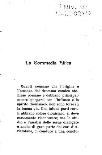 Cover for La commedia attica