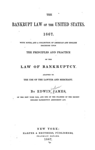 Cover for The Bankrupt law of the United States. 1867.