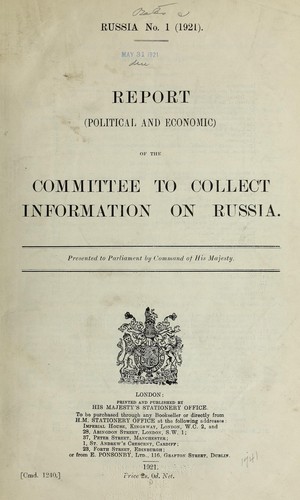 Cover for Report (political and economic) of the Committee to Collect Information on Russia
