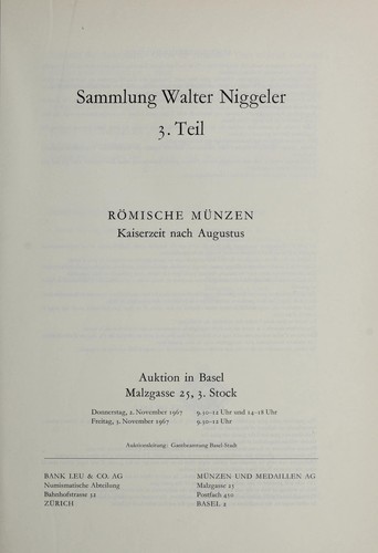 Cover for Sammlung Walter Niggeler 3. Teil