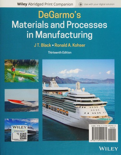 Cover for DeGarmo's Materials and Processes in Manufacturing