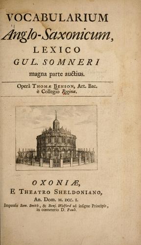 Cover for Vocabularium anglo-saxonicum