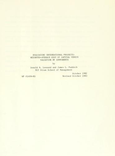 Cover for Evaluating international projects