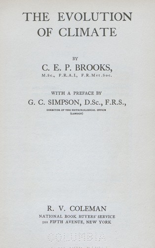 Cover for The evolution of climate