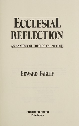 Cover for Ecclesial reflection
