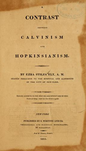 Cover for A contrast between Calvinism and Hopkinsianism.