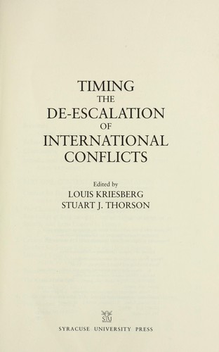 Cover for Timing the de-escalation of international conflicts