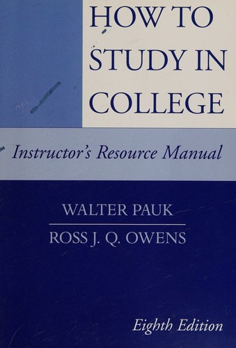Cover for How To Study In College  Instructor's Resource Manual