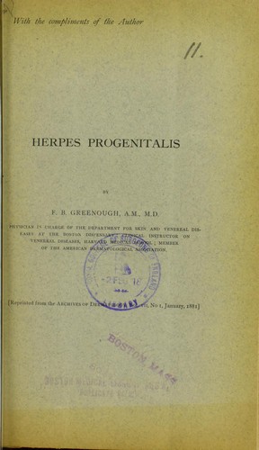 Cover for Herpes progenitalis