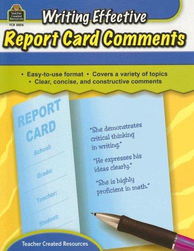 Cover for Writing Effective Report Card Comments