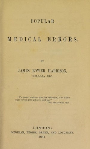 Cover for Popular medical errors