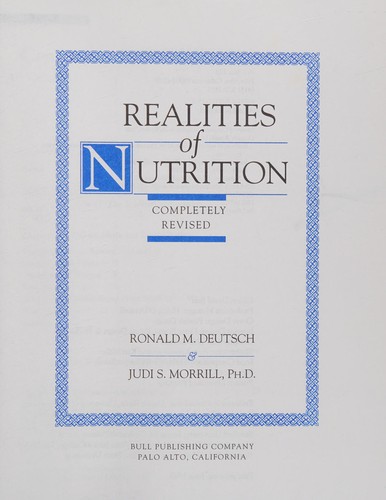 Cover for Realities of nutrition