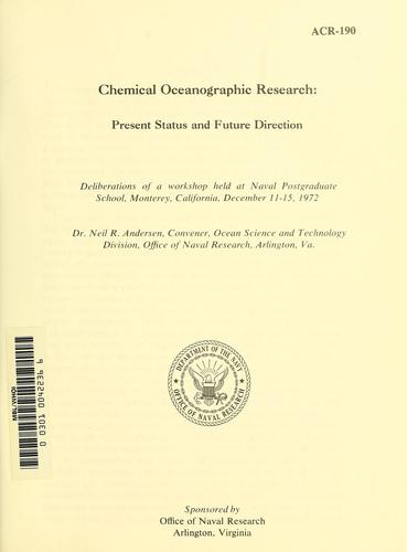 Cover for Chemical oceanographic research