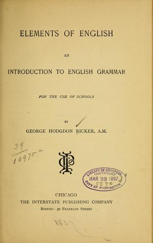 Cover for Elements of English