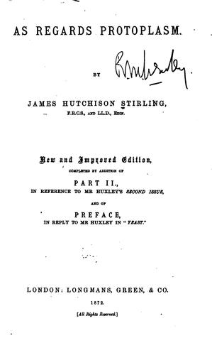 Cover for As Regards Protoplasm